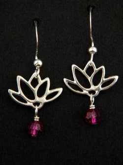 Lotus Blooms Earrings In Fuchsia
