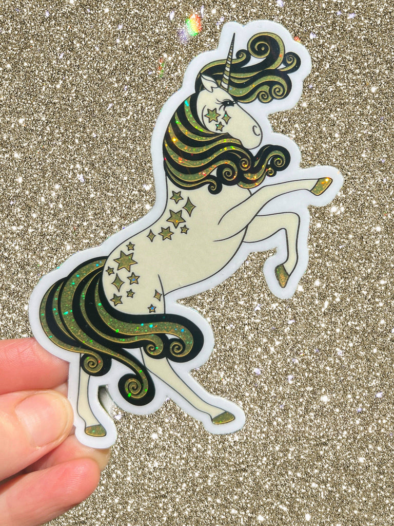 Glitter Unicorn STICKER 3 Inch