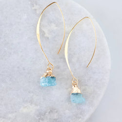 Amethyst, Apatite, Rose Quartz Nugget Drop Earrings , Apatite