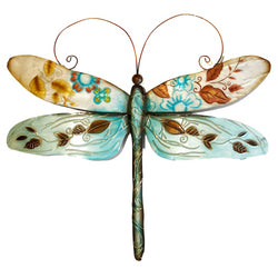 Dragonfly Wall Decor Blue And Pearl, w/ Capiz, Outdoor Safe
