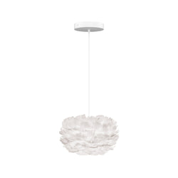 Eos Micro Hardwired Pendant in White, White Cord