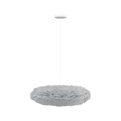Eos Esther Large Hardwired Pendant in Grey, White canopy/cord