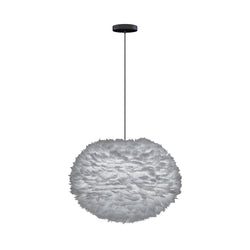 Eos Large Hardwired Pendant in Grey, Black Cord
