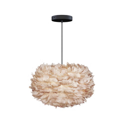 Eos Medium Hardwired Pendant in Light Brown, Black Cord