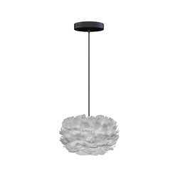 Eos Micro Hardwired Pendant in Grey, Black Cord