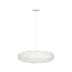 Eos Esther Large Hardwired Pendant in White, White canopy/cord