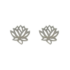 Tiny Lotus Stud Earrings in Sterling Silver