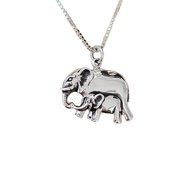 Zoe and Piper Mother and Baby Elephant Sterling Silver 18