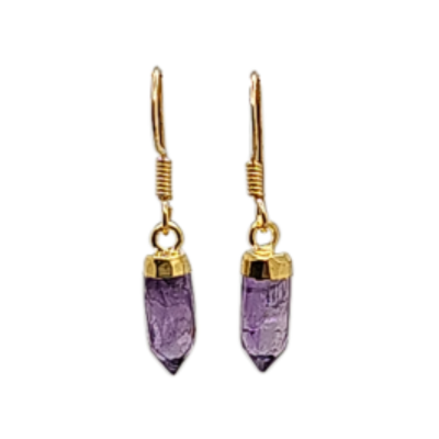 Gold Gemstone Point Dangle Earrings