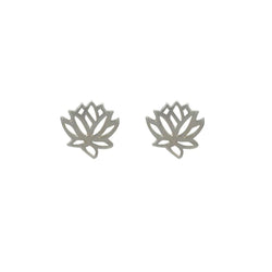 Tiny Lotus Stud Earrings in Sterling Silver
