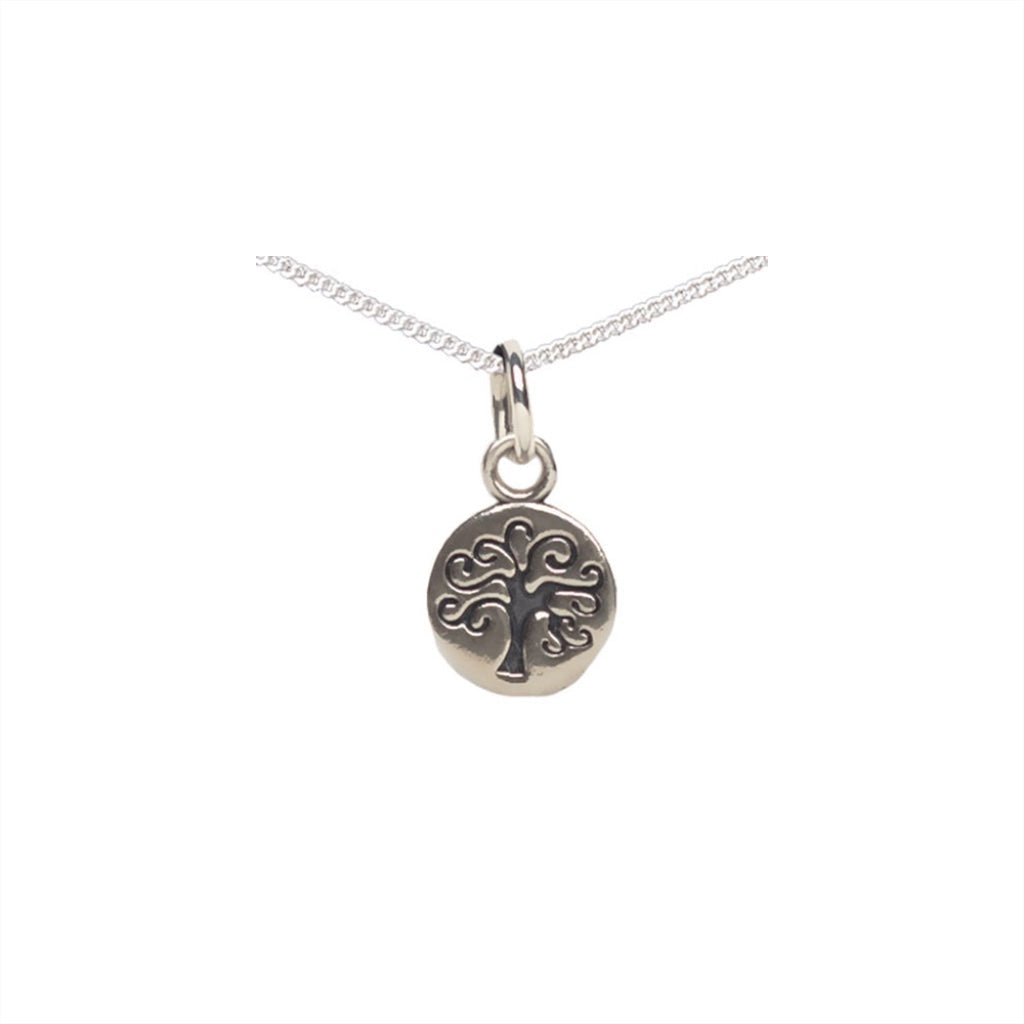 Tiny Round Tree of Life Necklace on 18