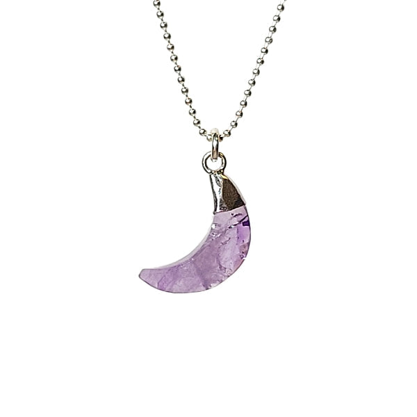 Crescent Moon Gemstone Necklace in Sterling Silver, 12 Stone Choice