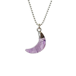 Crescent Moon Gemstone Necklace in Sterling Silver, 12 Stone Choice