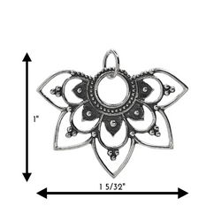 Openwork Lotus Half Mandala Pendant Necklace in Sterling Silver 20
