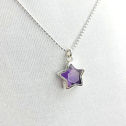 Star Shape Gemstone Necklace in Sterling Silver, Stone Choice