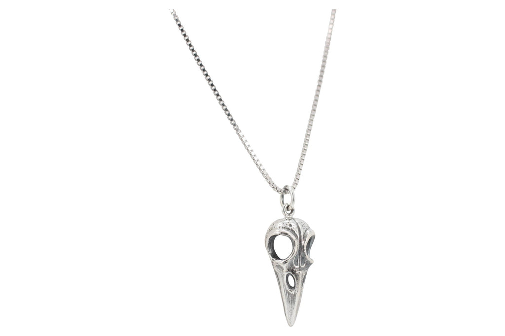 Bird Skull Necklace in Sterling Silver, 24