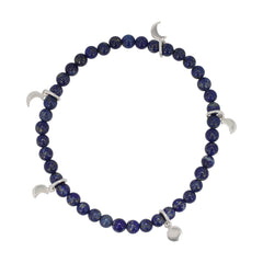 4mm Lapis Stretch Bracelet with Moon Phase Charms