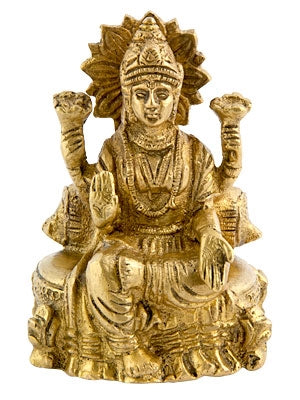 Goddess Laxmi on Throne Brass Statue