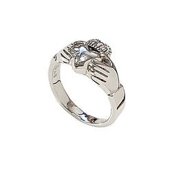 Large Heavy Irish Friendship & Love Band Celtic Claddagh Ring in Sterling Silver, Sizes 5, 8, and 9