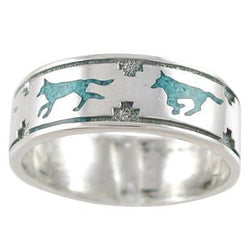 Turquoise Running Wolf Band Ring