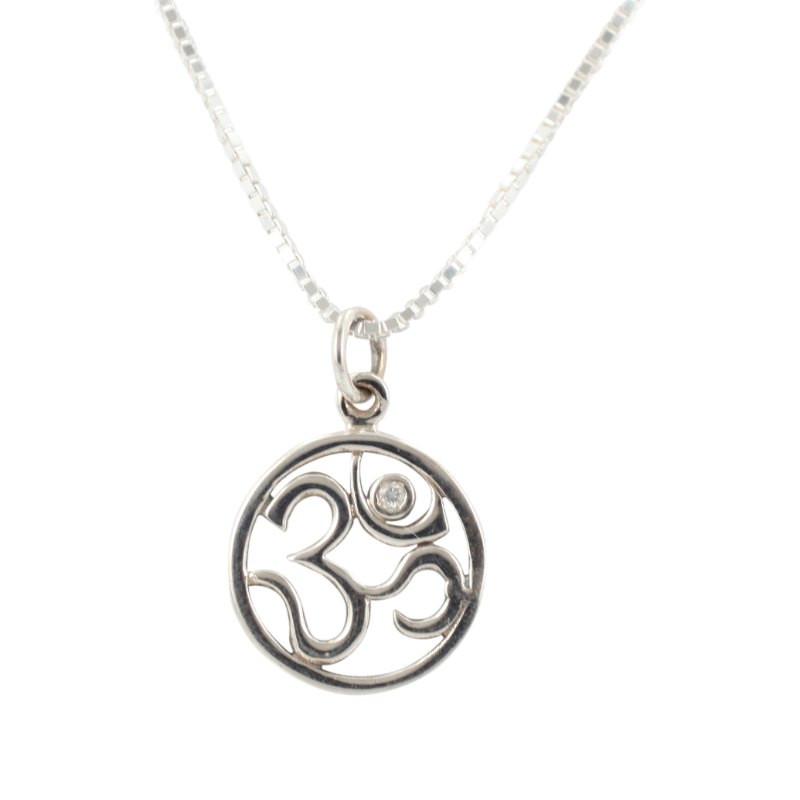Round Om Necklace with 1pt Diamond