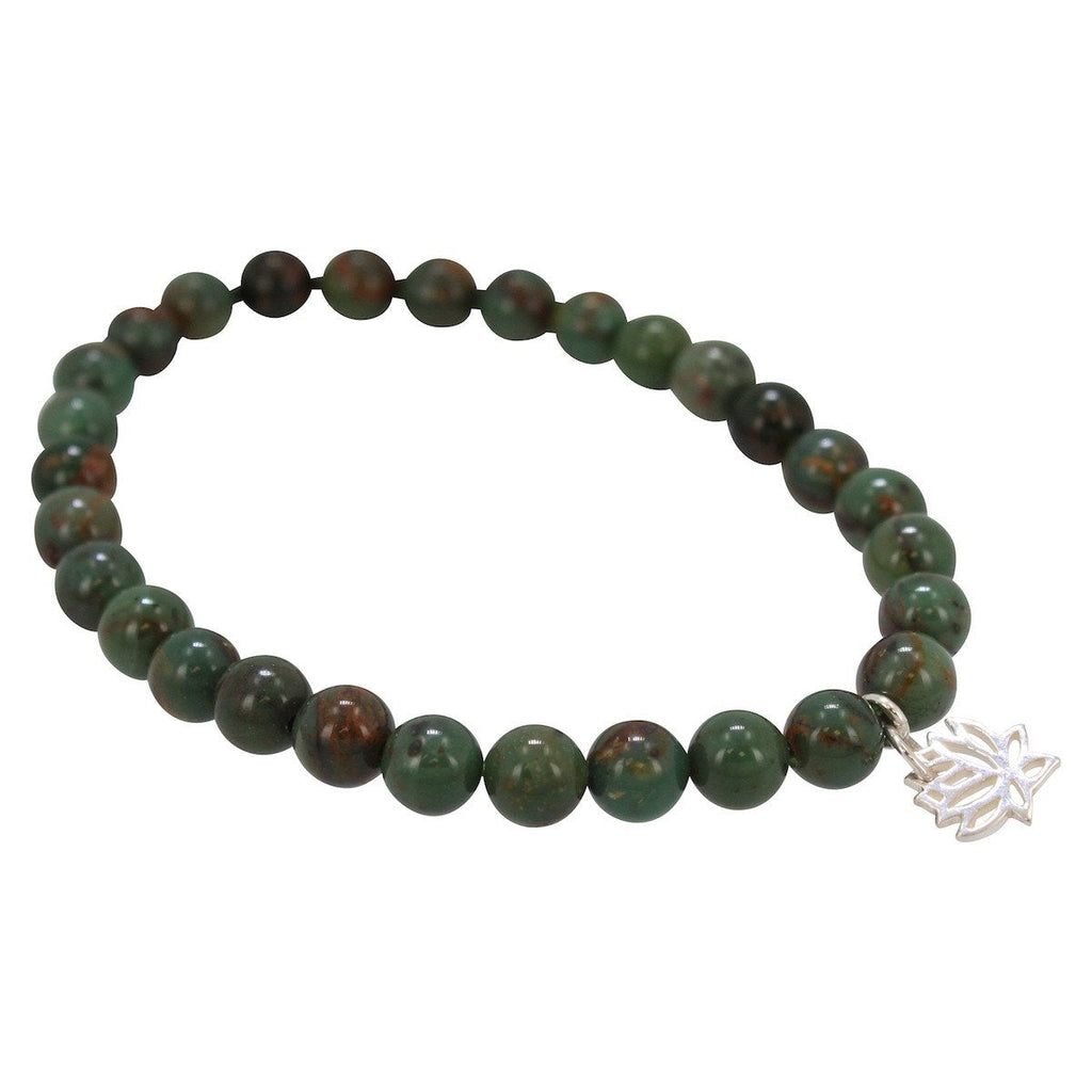 Turquoise Lotus Stretch Bracelet - 6mm, 6.5