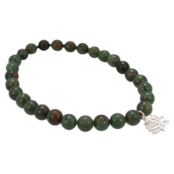 Turquoise Lotus Stretch Bracelet - 6mm, 6.5