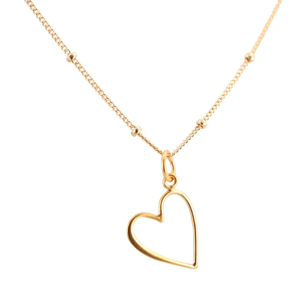 Delicate Open Heart Necklace in 24k Gold Plated Sterling Silver