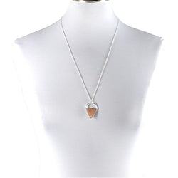 Limited Edition Peach Moonstone Gemstone Focal Pendant Necklace in Sterling Silver Adjustable 24