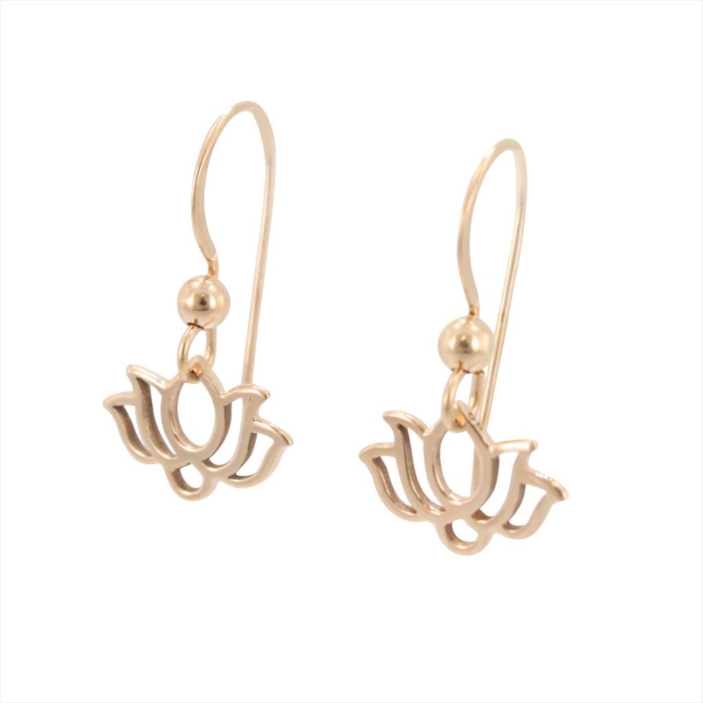 Open Design Small Lotus Dangle Earrings in Bronze