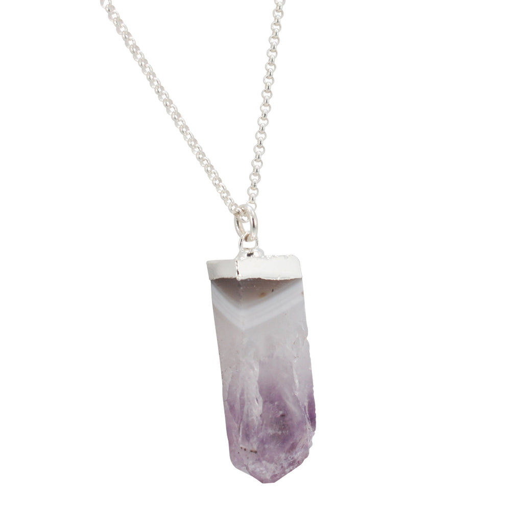 Amethyst Gemstone Necklace on a 20 Inch Rolo Chain