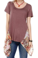 Tunic Top With Floral Chiffon Applique