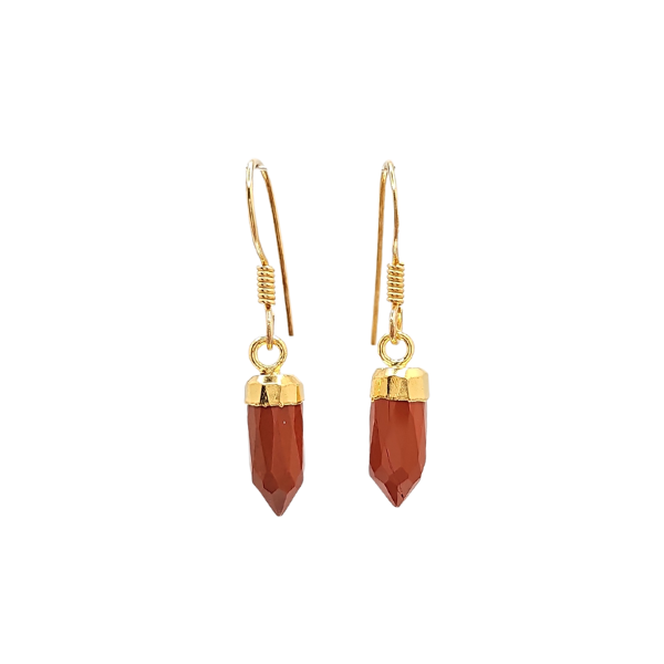 Gold Gemstone Point Dangle Earrings