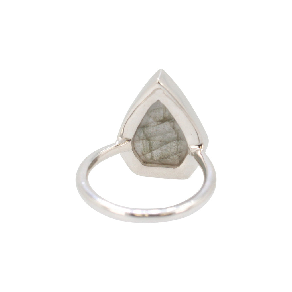 Geometric Labradorite Gemstone Ring in Silver