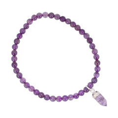 4mm Purple Amethyst Bracelet with Amethyst Charm