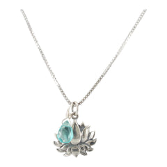 Apatite Lotus Necklace in Sterling Silver