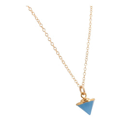 Gold Gemstone Spike Necklace, Stone Choice, Blue Chalcedony