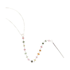 Tourmaline Lariat Bar Necklace in Sterling Silver