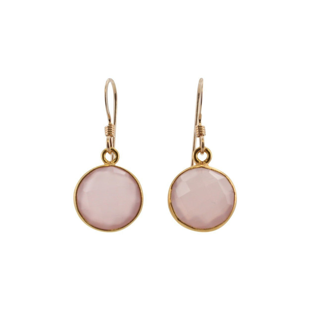 Round Gemstone Dangle Earrings in Gold, Choose Your Color