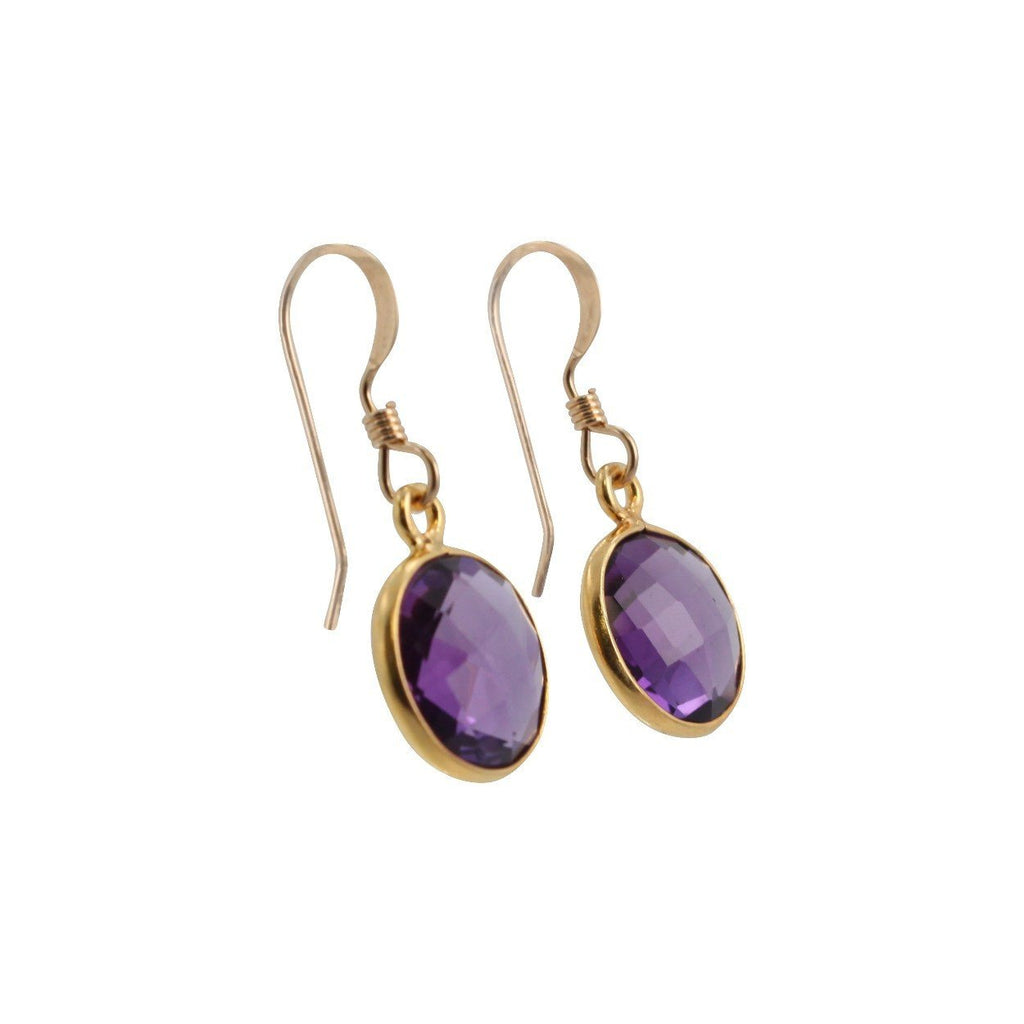 Round Gemstone Dangle Earrings in Gold, Choose Your Color