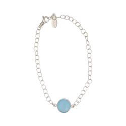 Round Gemstone Bracelet in Sterling Silver, Choose Your Color