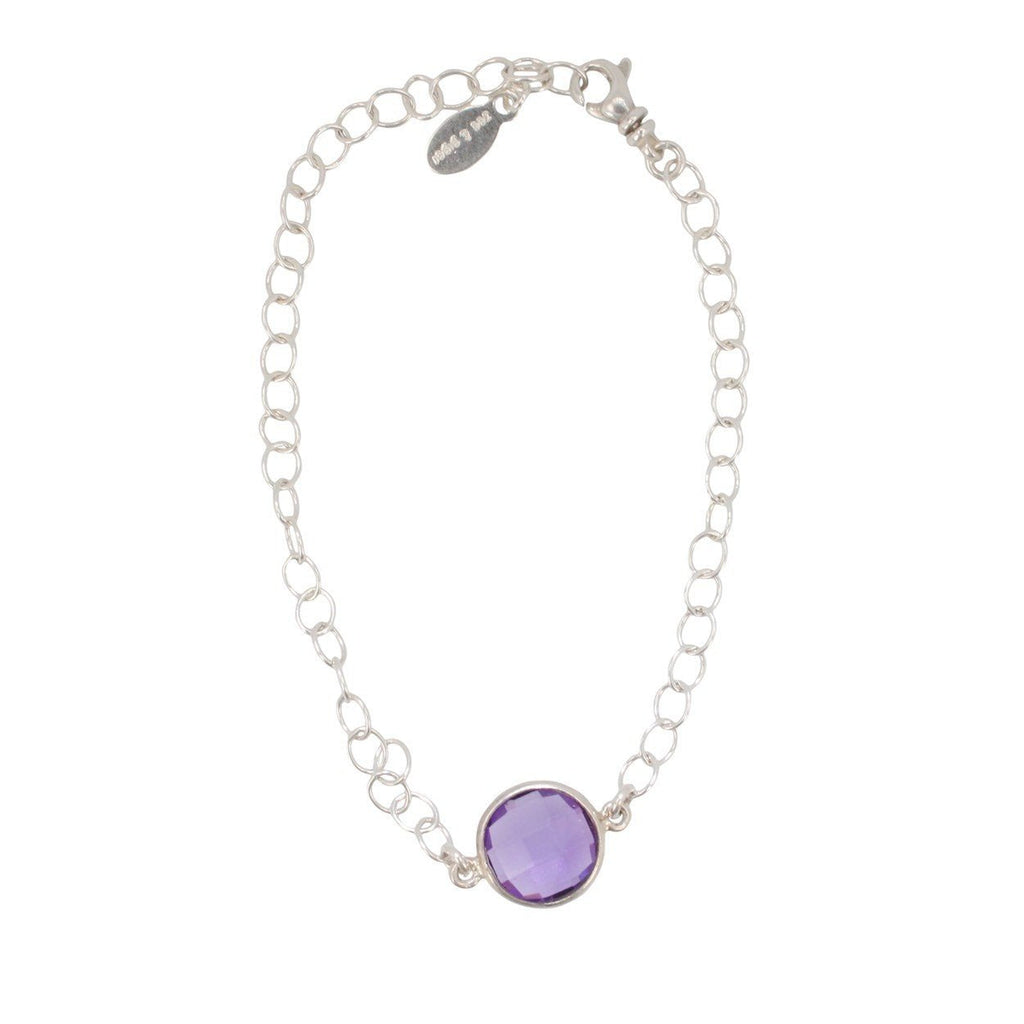 Round Gemstone Bracelet in Sterling Silver, Choose Your Color