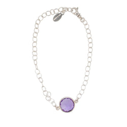 Round Gemstone Bracelet in Sterling Silver, Choose Your Color