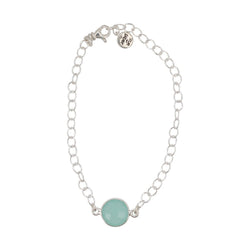 Round Gemstone Bracelet in Sterling Silver, Choose Your Color