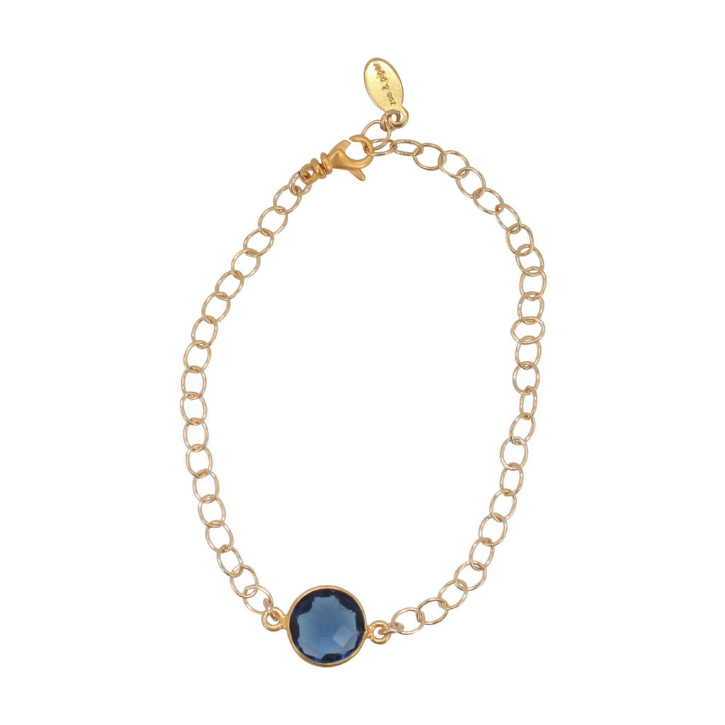 Round Gemstone Bracelet in Gold Plated Silver, Choose Your Color