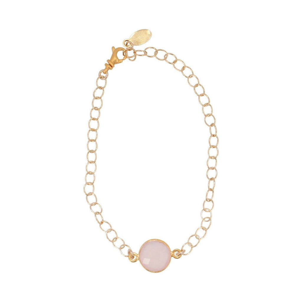 Round Gemstone Bracelet in Gold Plated Silver, Choose Your Color