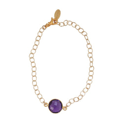 Round Gemstone Bracelet in Gold Plated Silver, Choose Your Color