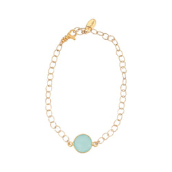 Round Gemstone Bracelet in Gold Plated Silver, Choose Your Color