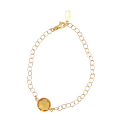 Round Gemstone Bracelet in Gold Plated Silver, Choose Your Color