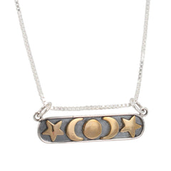 Celestial Bar Necklace with Sun, Moon, and Stars
